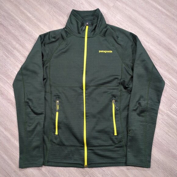 Patagonia Other - Patagonia R1 Regulator Men's Small Full Zip Jacket Green Waffle Knit Grid Fleece